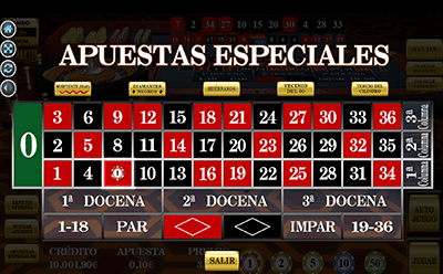 Vista de la función Apuestas especiales en la Roulette Royale.