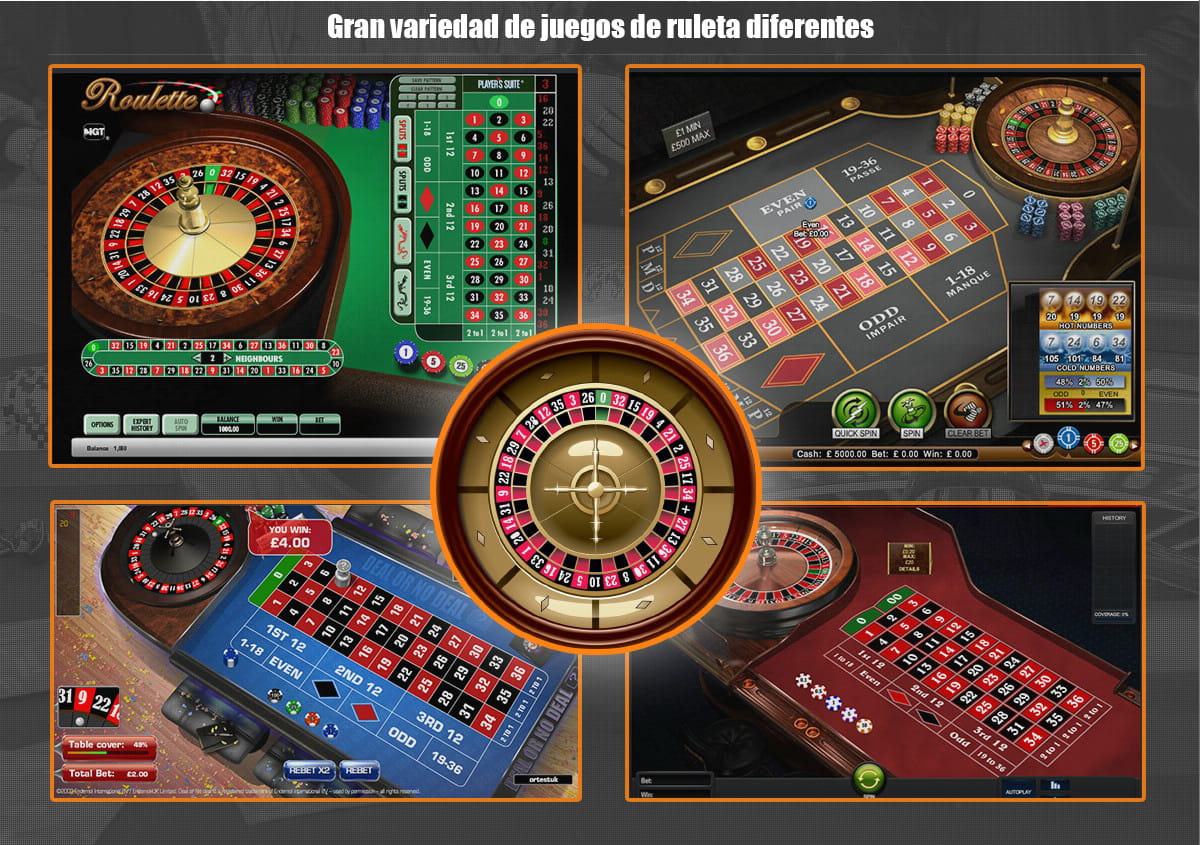 Cuatro juegos de ruleta con diferentes partidas y características.