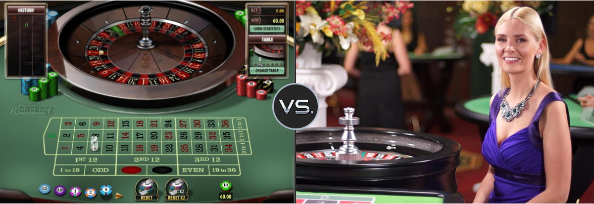 Juego de ruleta online comparado con juego de ruleta en vivo con crupier real