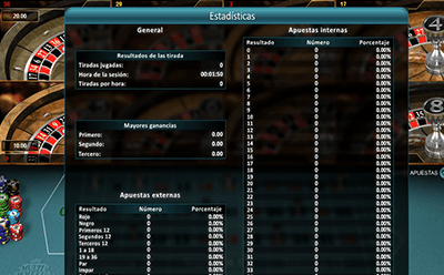 La función Estadísticas en la ruleta Multi Wheel