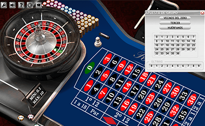 Mesa de ruleta Silver con función Apuesta de grupo que incluye varias apuestas avanzadas.