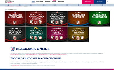 Selección de juegos de blackjack en Casino Gran Madrid online.