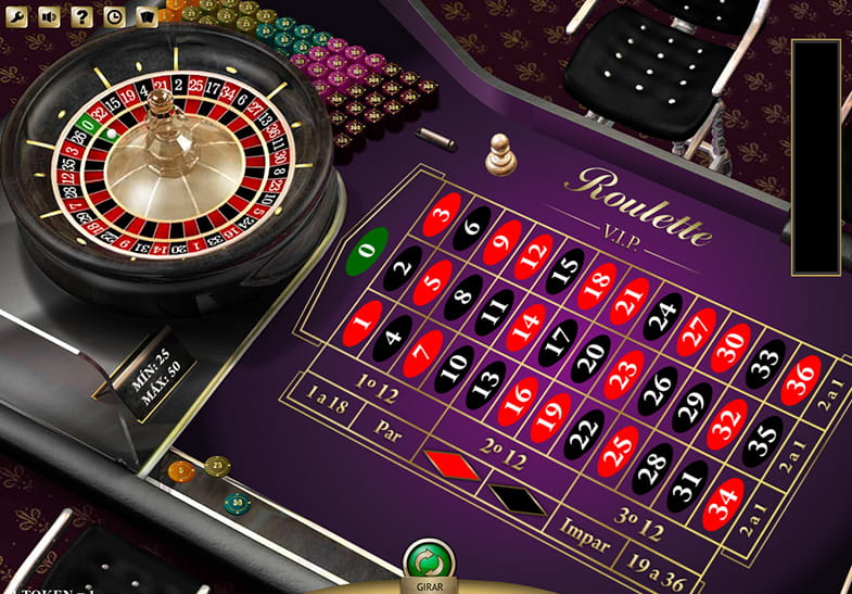 Roulette VIP con su rueda, tapete y las opciones de juego.