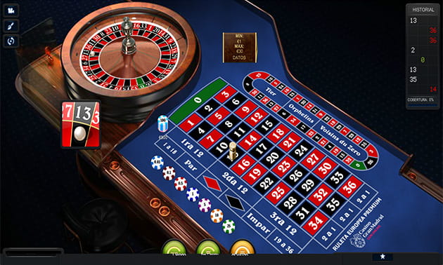 Mesa de ruleta Europea Premium mostrando el número ganador y una ganancia.