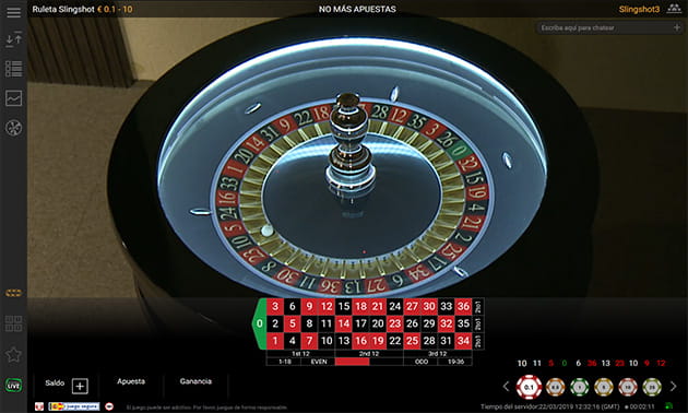 Pantalla de la ruleta Slingshot en casino Sportium.