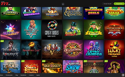 Selección de slots de casino777 que incluye slots de NetEnt, Microgaming, MGA, ISoftBet, Playson y Pragmatic Play.