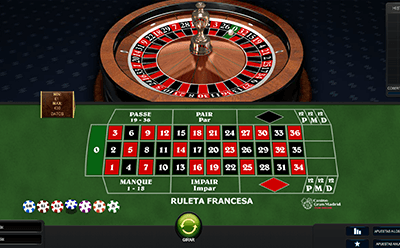 Tapete con sus 36 casillas y la ruleta Francesa Premium.